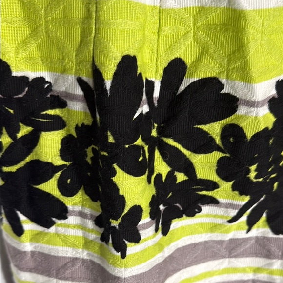 Taylor Striped Floral Women's Dress - Lime and Black Size 6 - Picture 2 of 10